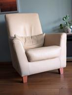lederen fauteuil crème zand kleur, Ophalen, Zo goed als nieuw, 50 tot 75 cm, Leer