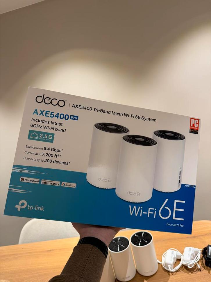 Deco XE75 Pro AXE5400 Tri-Band Mesh WiFi 6E Systeem, Computers en Software, WiFi-versterkers, Zo goed als nieuw, Ophalen of Verzenden