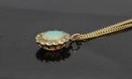 Opaal antieke gouden ketting hanger witte stenen handgemaakt, Ophalen of Verzenden, Goud, Hanger, Met edelsteen