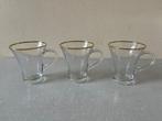 3 NIEUWE koffieglazen van LÓR met gouden randje kopjes, Glas of Glazen, Nieuw, Ophalen of Verzenden, Glas