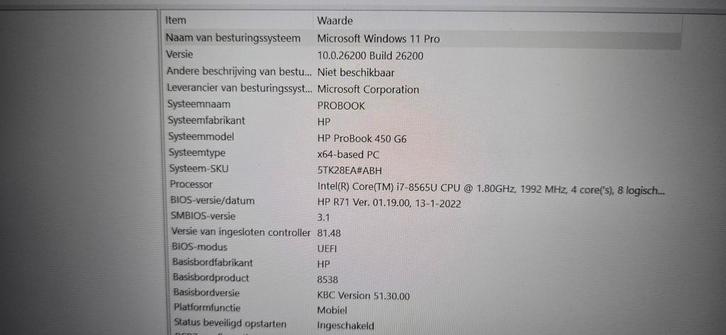 HP ProBook 450 G6 - i7 - 32GB RAM - SSD, Computers en Software, Windows Laptops, Gebruikt, 15 inch, SSD, Minder dan 2 Ghz, 32 GB