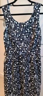 Zomerjurk met muzieknootjes en katten, Maat 38/40 (M), Verzenden, Zwart, Zo goed als nieuw