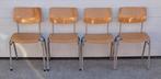 6 x Vintage schoolstoelen cafe stoelen hout metaal Gispen, Huis en Inrichting, Stoelen, Ophalen of Verzenden, Zo goed als nieuw