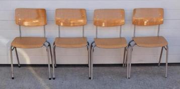 6 x Vintage schoolstoelen cafe stoelen hout metaal Gispen beschikbaar voor biedingen