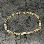 14k gouden armband plat koningsschakel massief, Sieraden, Tassen en Uiterlijk, Armbanden, Ophalen of Verzenden, Nieuw, Goud