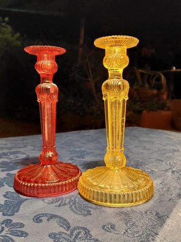 Vintage art deco kandelaars van glas beschikbaar voor biedingen