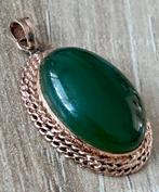 Gouden hanger 18 karaat/Jade, Verzenden, Goud, Hanger, Met edelsteen