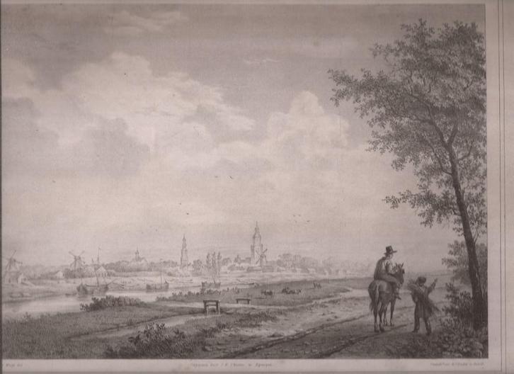Zutphen van den Vliegendijk bij het Hoendernest Steendruk, Antiek en Kunst, Kunst | Etsen en Gravures, Ophalen of Verzenden