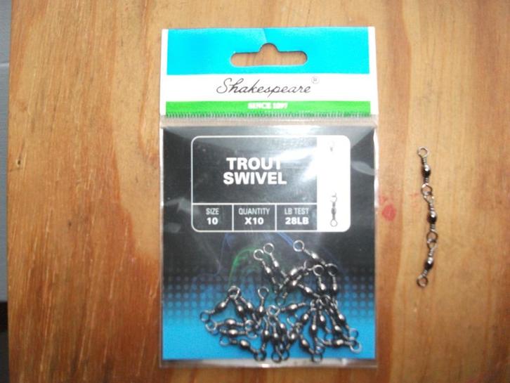10 stuks Shakespeare Trout Swivel / kunstaas wartels, Watersport en Boten, Hengelsport | Algemeen, Nieuw, Kunstaas, Ophalen of Verzenden