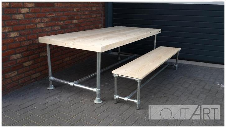tuinTafel steigerbuis luxe met steigerhout!, Huis en Inrichting, Complete eetkamers, Nieuw, 4 tot 6 stoelen, Ophalen of Verzenden