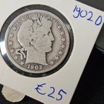 halve dollar 1902 Amerika, Postzegels en Munten, Munten | Amerika, Verzenden, Noord-Amerika, Zilver