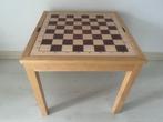 Laag houten schaaktafeltje met schaakstukken en dambord, Een of twee spelers, Ophalen of Verzenden, Gebruikt