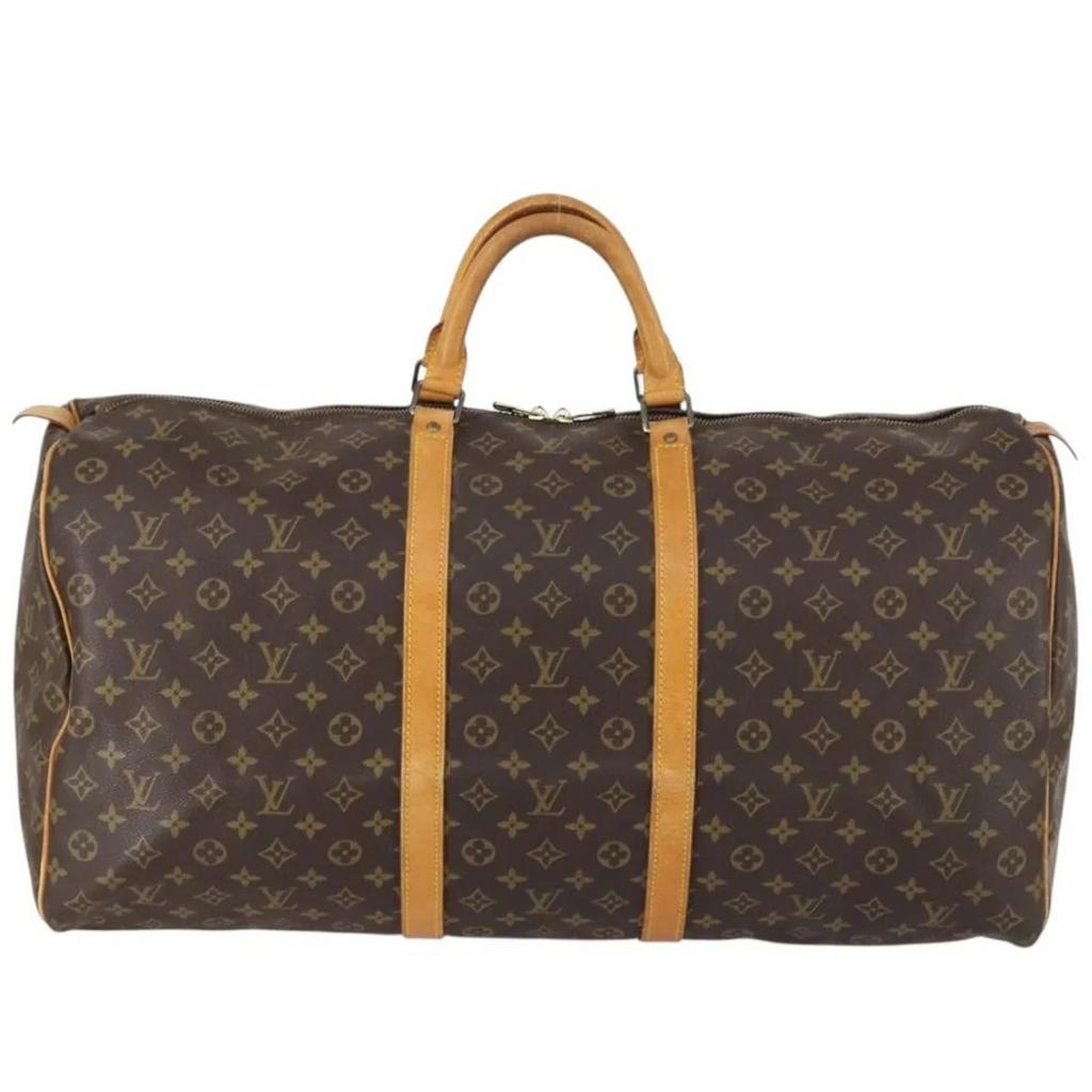 Louis Vuitton Keepall Vintage Travel Bag 60, 40 tot 60 cm, 30 cm of meer, Gebruikt, Bruin
