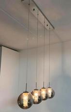 Moderne zilveren hanglamp met glazen bollen, Ophalen, Nieuw, Glas, Minder dan 50 cm