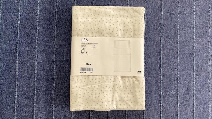 IKEA LEN beddengoed, Huis en Inrichting, Slaapkamer | Beddengoed, Nieuw, Dekbedovertrek, Eenpersoons, Wit, Ophalen of Verzenden