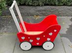 Houten Poppenwagen - Rood met Hartjes, Kinderen en Baby's, Speelgoed | Houten speelgoed, Ophalen of Verzenden, Zo goed als nieuw