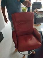Relaxstoel te koop - Rode leren draaistoel, Huis en Inrichting, Fauteuils, Ophalen