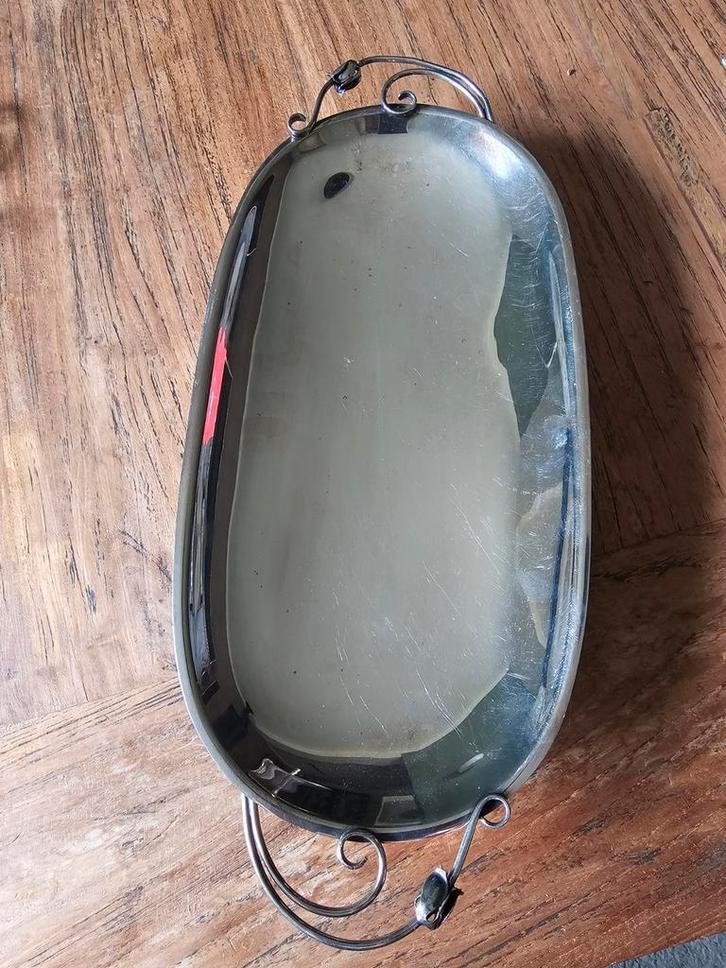 Oud Verzilverd Schaaltje met Handvatten, Antiek en Kunst, Antiek | Schalen, Ophalen of Verzenden