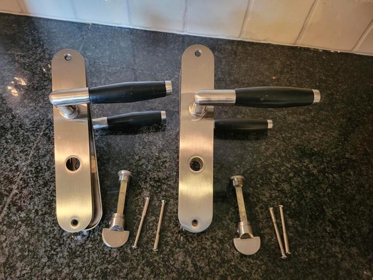 RVS deurkrukken voor toilet, ton model, Doe-het-zelf en Verbouw, Hang- en Sluitwerk, Gebruikt, Klink of Kruk, Ophalen of Verzenden