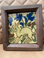 Vintage Tegeltableau met Haas in Houten Lijst, Antiek en Kunst, Antiek | Wandborden en Tegels, Ophalen of Verzenden