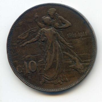 Italië 10 Centesimi 1911 -  50 Jaar Italië  beschikbaar voor biedingen