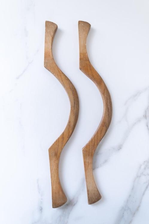 Vintage Houten Handvatten Handtas, Sieraden, Tassen en Uiterlijk, Tassen | Damestassen, Gebruikt, Handtas, Bruin, Ophalen of Verzenden