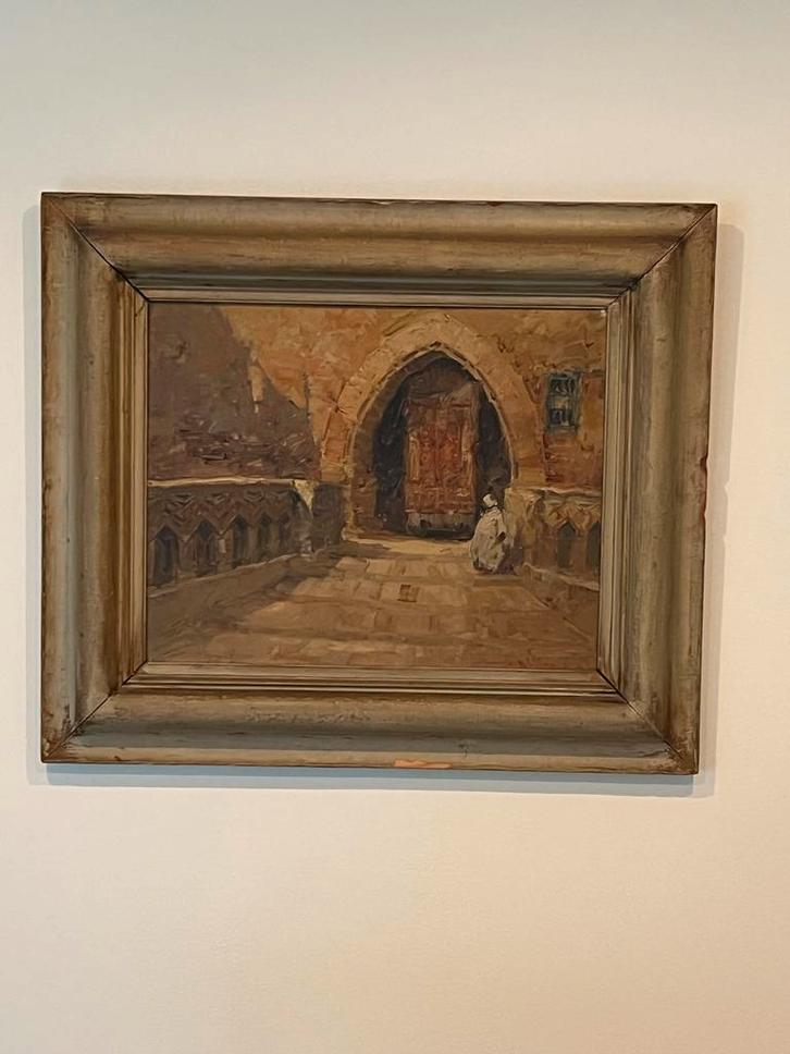 Schilderij van een Arabische straat, Antiek en Kunst, Kunst | Schilderijen | Klassiek, Ophalen of Verzenden