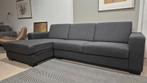 Antraciet Goossens hoekbank Lucca met chaise longue, 250 tot 300 cm, Hoekbank, Driepersoons, Zo goed als nieuw