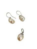 Zilver en grillige grote cultive parel oorhangers en -hanger, Hangers, Verzenden, Wit, Nieuw