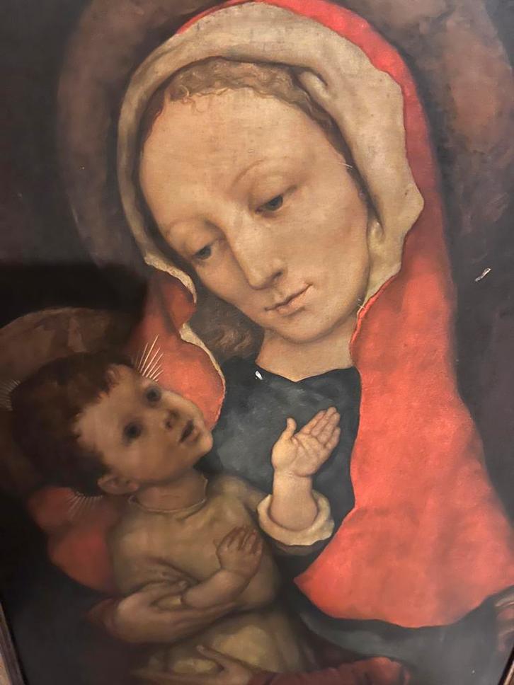 Madonna met Kind - Religieus Schilderij, Antiek en Kunst, Kunst | Schilderijen | Klassiek, Ophalen of Verzenden