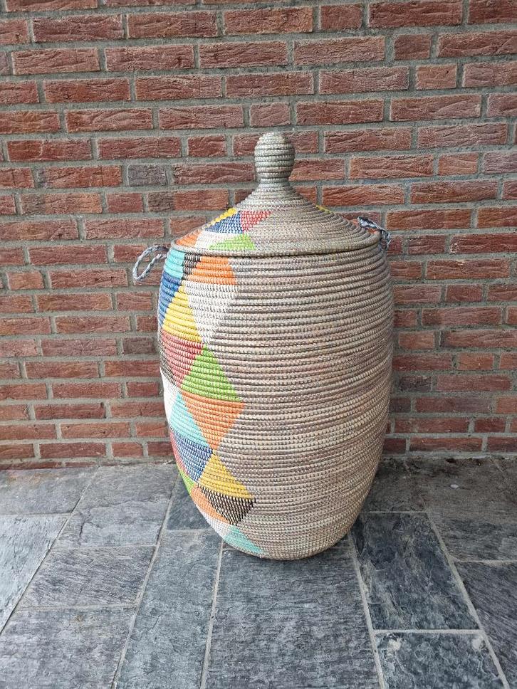 afrikaanse grijze zeegras wasmand mand handgemaakt Senegal, Huis en Inrichting, Woonaccessoires | Schalen en Manden, Nieuw, Mand