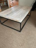 Salontafel (hout) met smeedijzeren onderstel, 100 tot 150 cm, Zo goed als nieuw, Minder dan 50 cm, Rechthoekig