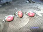 Pracht antiek oorbellen bijbehorende ring set rood bruin, Overige materialen, Gebruikt, Overige kleuren, Ophalen of Verzenden