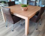 Eettafel, 150 x 150, blank eikenhout, Ophalen, 100 tot 150 cm, Eikenhout, 50 tot 100 cm