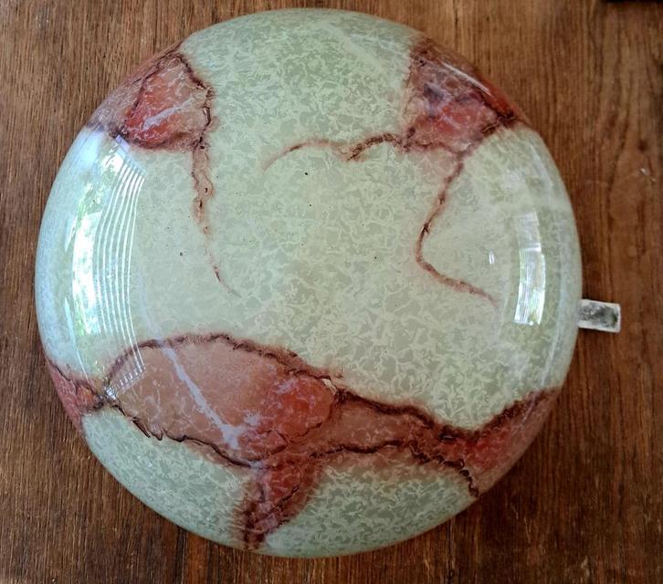 Vintage glazen plafondlamp art deco stijl, Huis en Inrichting, Lampen | Plafondlampen, Gebruikt, Glas, Ophalen