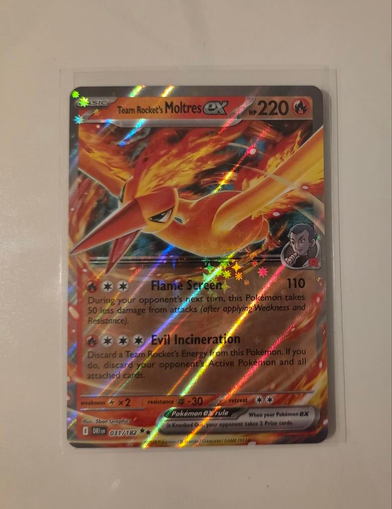 Pokemon Team Rocket's Moltres ex 031/182 Destined Rivals, Ophalen of Verzenden, Losse kaart