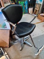 Zwarte design kappers stoel met chromen frame, Huis en Inrichting, Stoelen, Ophalen, Gebruikt, Zwart, Metaal