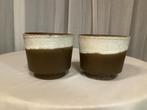 Set vintage bloempotten,bruin met grijze lava, Antiek en Kunst, Ophalen of Verzenden
