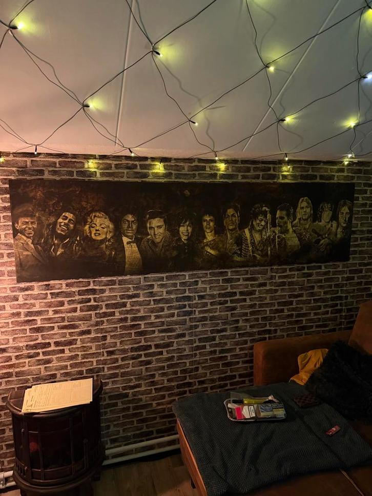 Schilderij van overleden artiesten 200x50, Huis en Inrichting, Woonaccessoires | Schilderijen, Tekeningen en Foto's, Zo goed als nieuw