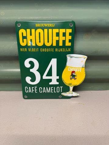Emaille reclamebord chouffe café camelot beschikbaar voor biedingen