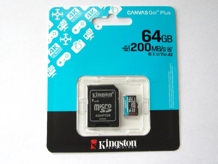 Kingston micro SD kaart 64GB voor 4K HD nieuw 200 MB/s, Audio, Tv en Foto, Fotografie | Geheugenkaarten, Nieuw, SD, 64 GB, Drone