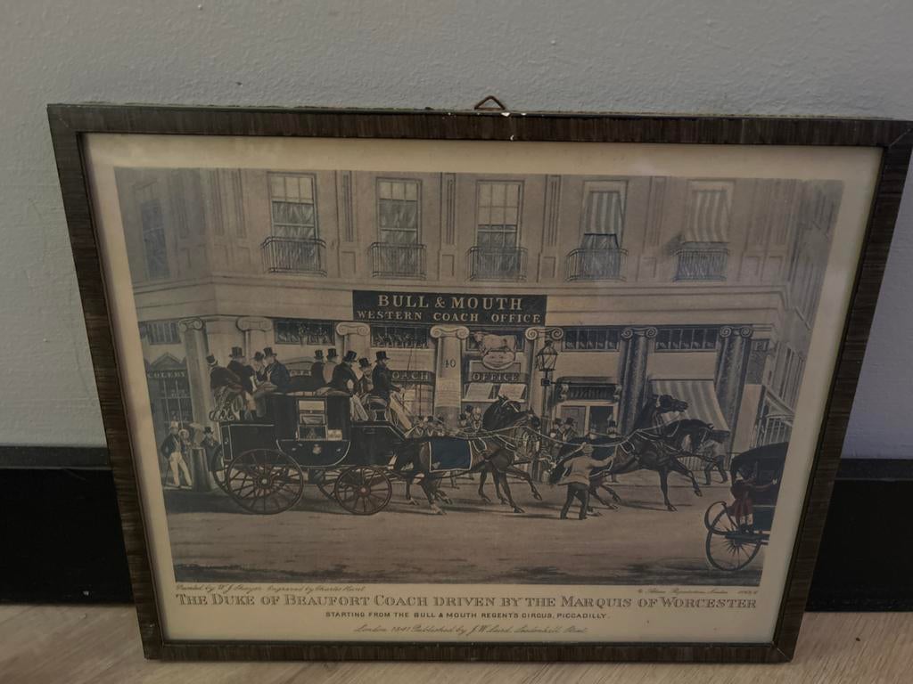 Oude prent: Duke of Beaufort Coach, Antiek en Kunst, Ophalen of Verzenden