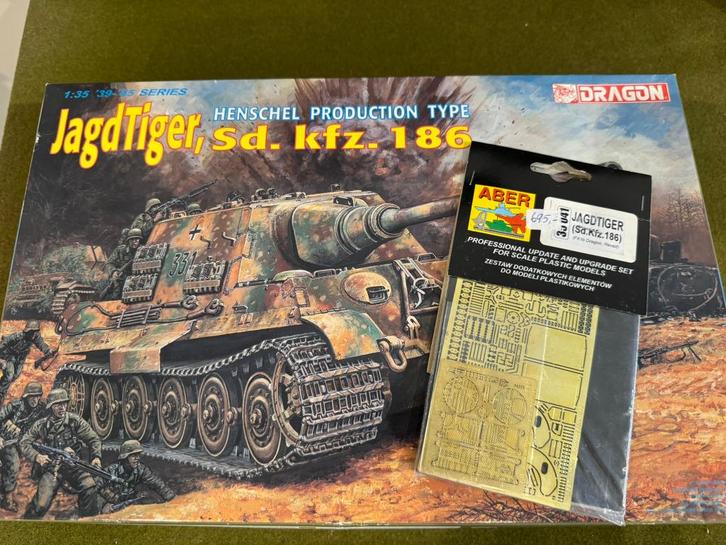 Dragon 6050 German Jagdtiger SdKfz 186 Henschel + Aber PE, Hobby en Vrije tijd, Modelbouw | Auto's en Voertuigen, Tank, 1:32 tot 1:50