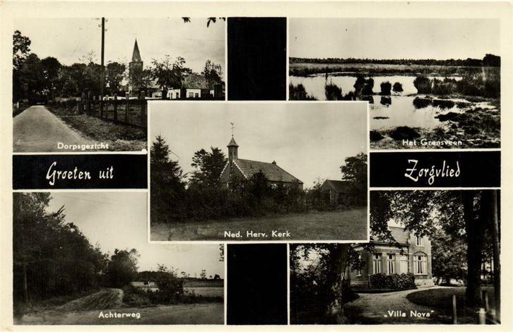 Groeten uit Zorgvlied - 5 afb - gelopen, Verzamelen, Ansichtkaarten | Nederland, Ongelopen, Friesland, Voor 1920, Ophalen of Verzenden