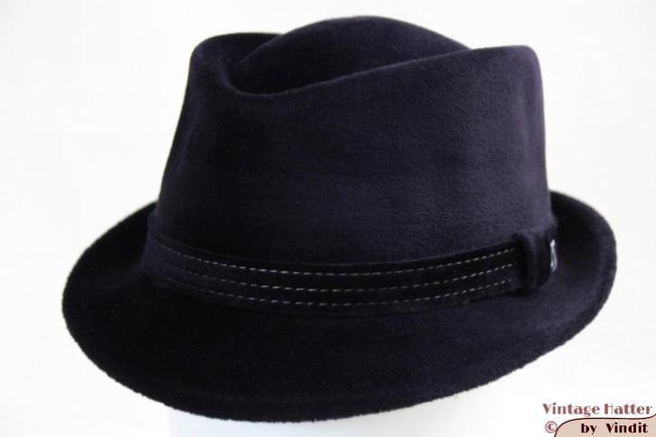 Velour hoed Michael Zechbauer by Mayser blauw 58 nieuw, Kleding | Heren, Hoeden en Petten, Nieuw, Hoed, 58 of 59 cm (L, 7¼ of ⅜ inch)