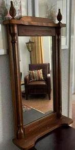 Antiek massief eikenhouten spiegel (86x49 cm), Antiek en Kunst, Antiek | Spiegels, Ophalen of Verzenden, Rechthoekig, Minder dan 50 cm