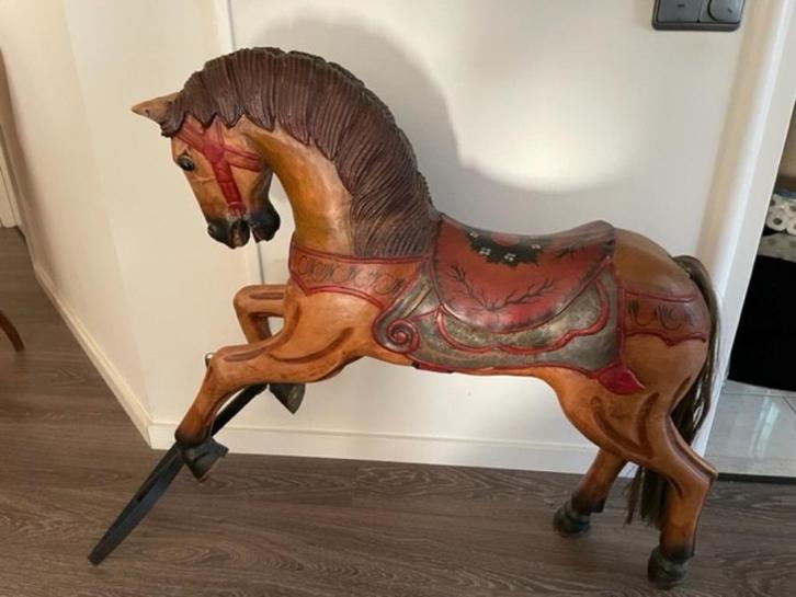 Decoratief houten paard – handbeschilderd – klassiek, Antiek en Kunst, Curiosa en Brocante, Ophalen