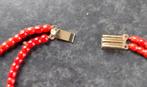 bloedkoraal ketting met double slotje, Verzenden, Zo goed als nieuw, Rood