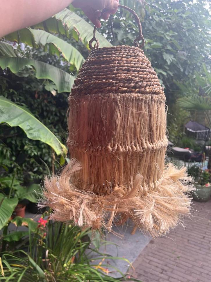 Lampenkap Bali van bananenblad touw Ibiza hanglamp, Huis en Inrichting, Lampen | Lampenkappen, Nieuw, 25 tot 50 cm, Overige vormen