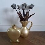 2 vazen met Kunst Tulpen van Countryfield nieuw Goudkleurig, Ophalen of Verzenden, Nieuw, Overige kleuren, Minder dan 50 cm